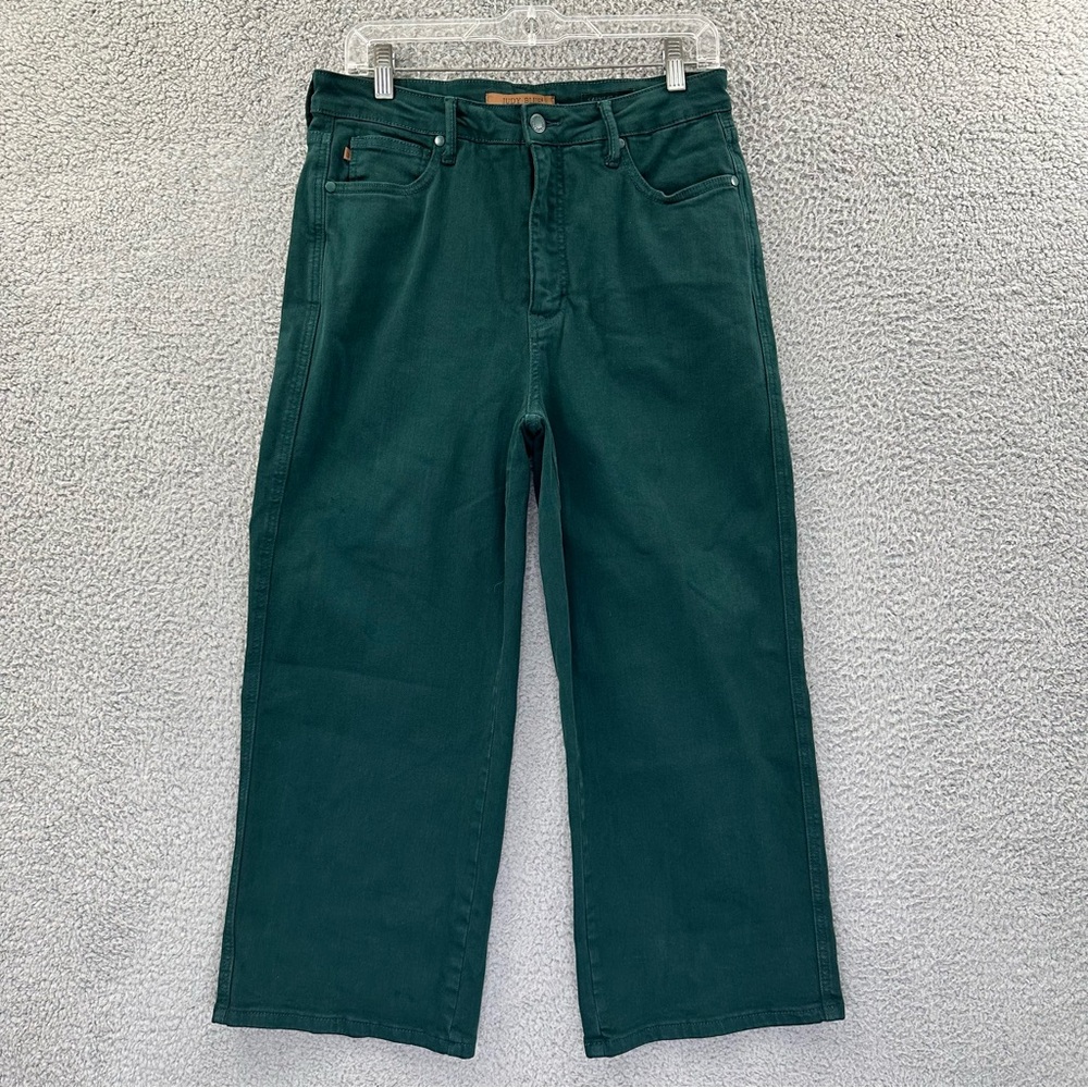 Judy Blue Tummy Control Top High Rise Wide Leg Crop Teal Women's 13/31 x 23.5